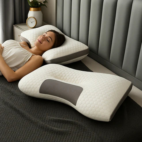 Dile adiós al dolor cervical y las noches sin descanso con la almohada CerviLux™ – ¡y recibe GRATIS el gorro de gel terapéutico!